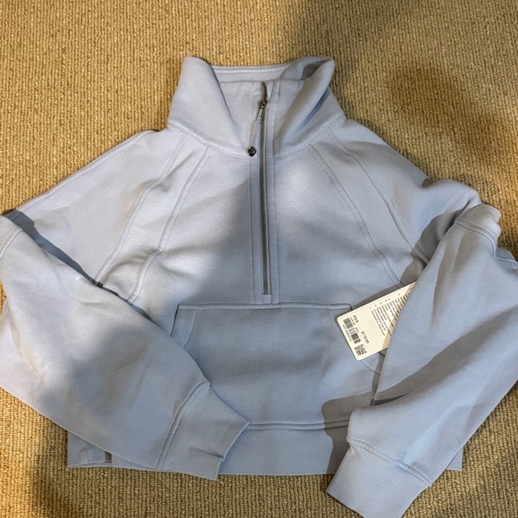 lululemon athletica Tops - lululemon scuba oversized half zip blue linen Half-Zip Hoodie